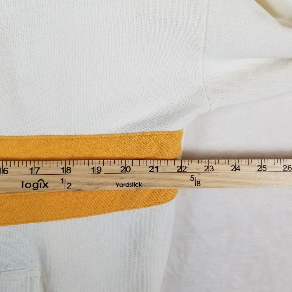 Faherty Suncrest Hoodie Women Medium White Yellow Striped Sunburst Graphic Snap - Picture 6 of 8